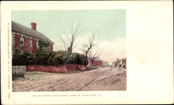 Ak Yorktown Virginia USA, Nelson House, Straßenansicht