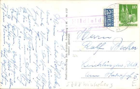 Ak Landpoststempel Hildfeld über Bestwig (Sauerland)