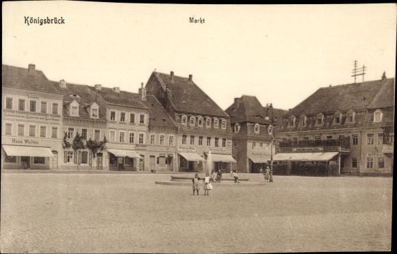 Postcard Königsbrück in Upper Lusatia, market, grocery store
