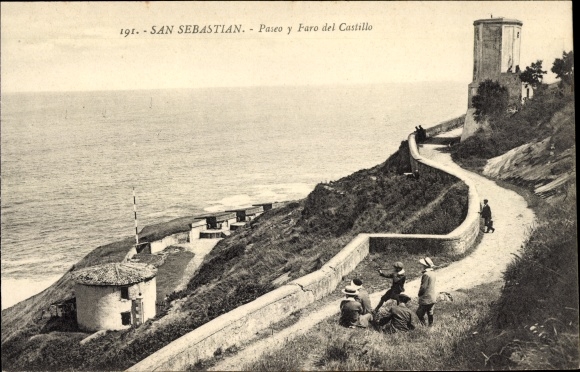 Postcard Donostia San Sebastian Basque Country, Paseo, Faro del Castillo