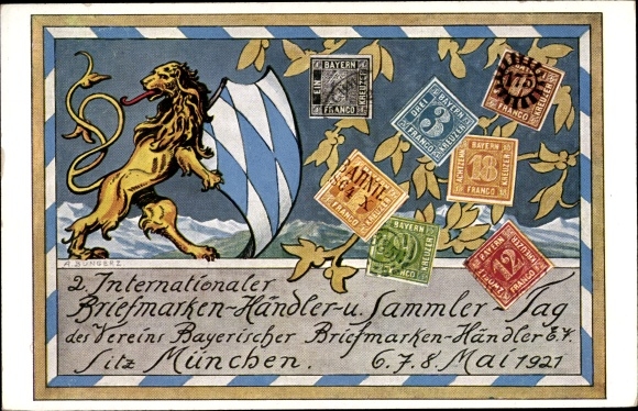 KP artysty stempla Sungerz, A., 2. Internat. Dzień handlarzy i kolekcjonerów znaczków 1921 r