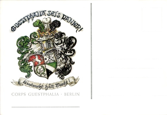 Studentika Postcard Berlin, Corps Guestphalia, KSCV, coat of arms
