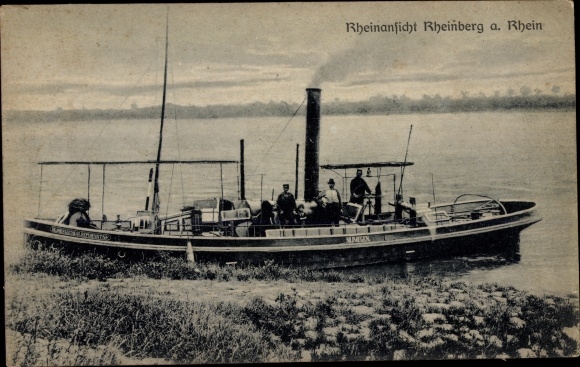 Ak Rheinberg am Niederrhein, Rheinpartie mit Boot