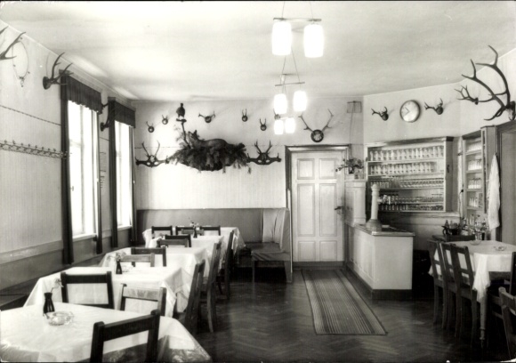 Postcard Perlas Treuen in the Vogtland region of Saxony, Restaurant Perlos, Bar
