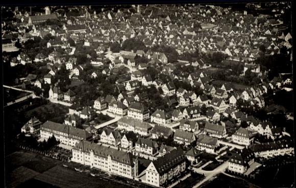 Postcard Memmingen in Swabia, aerial photograph