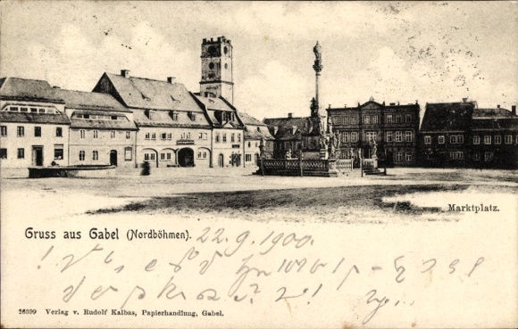 Ak Jablonné v Podještědí Deutsch Gabel Region Reichenberg, Marktplatz, Denkmal