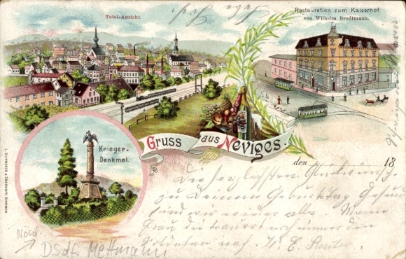 Chromo-Litho Neviges Velbert in the Mettmann district, Gasthaus zum Kaiserhof, W. Bredtmann