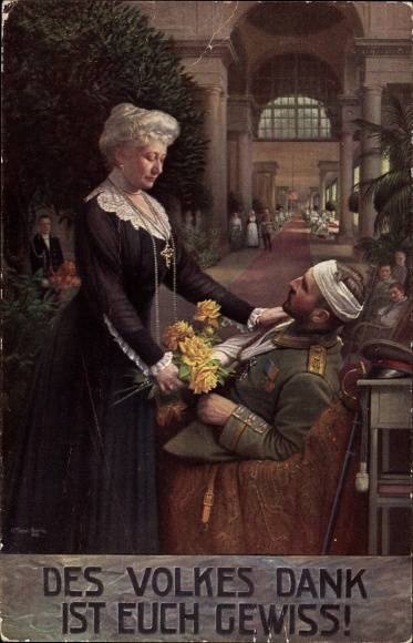 Artist PC Fischer, The people&#39;s thanks are certain, Empress Auguste Viktoria visits a war veteran