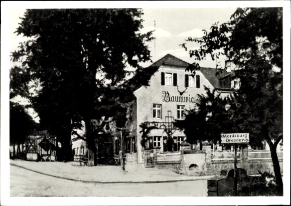 Ak Boxdorf Moritzburg Sachsen, Waldgasthof Baumwiese Bahnwiese