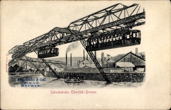 Postcard Wuppertal, Elberfeld Barmen suspension railway