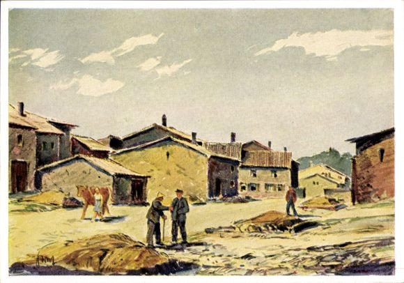 Artist Postcard Graf, Karl, Ittersdorf Wallerfangen in Saarland, part of the area in front of the West Wall