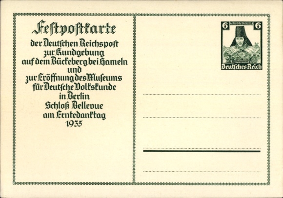 Ganzsachen Ak Hagenohsen, Bückeberg, Eröffnung Museum für Deutsche Volkskunde, Entedanktag