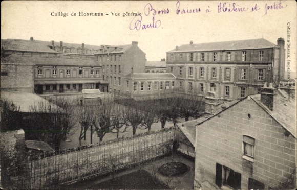 Ak Honfleur Calvados, Collège de  allgemeine Ansicht, Grüße an Hélène und Danko