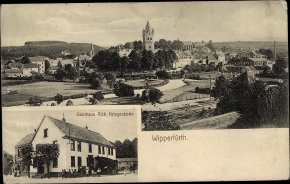Postcard Wipperfürth North Rhine Westphalia, inn, view of the town