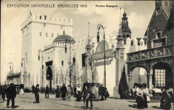 Pocztówka Bruksela Bruksela, 1910 Wystawa, Pawilon Hiszpański