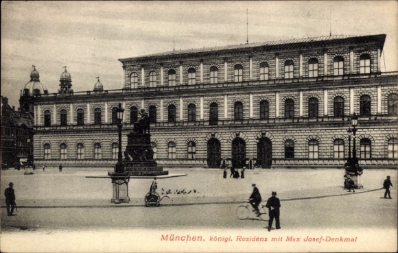 Ak München Beieren, Koninklijke Residentie, Max Josef Monument,