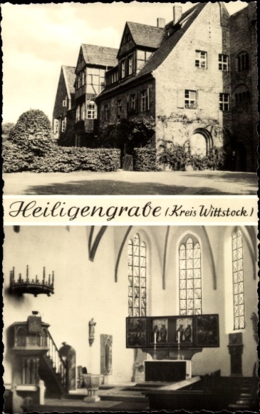 Postcard Heiligengrabe in der Prignitz, residential building, church interior view