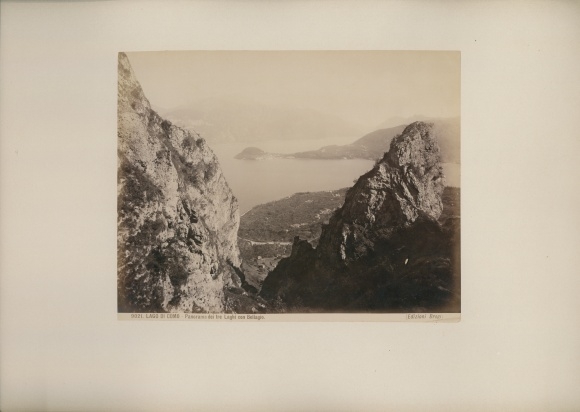 Foto Bellagio Lago di Como Lombardia, rond 1870, Panorama dei tre Laghi