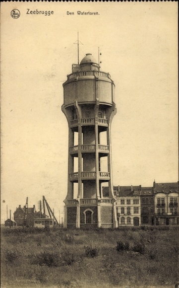 Ak Zeebrugge Westflandern, Watertoren, Wasserturm