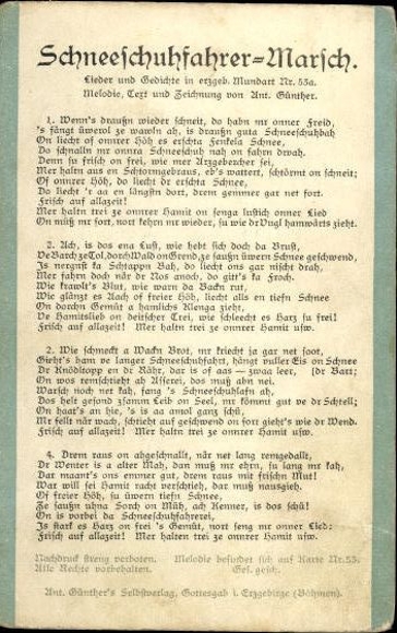 31 individual song cards, Anton Günther