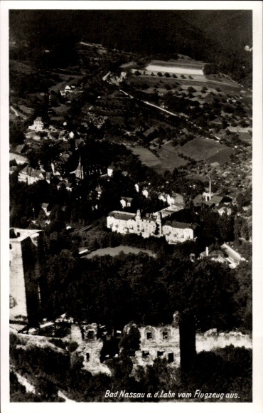 Postcard Bad Nassau an der Lahn, aerial photograph