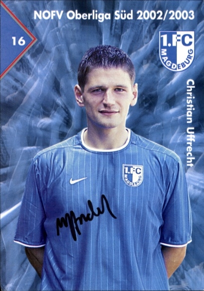 Autogrammkarte Fußballer Christian Uffrecht, 1. FC Magdeburg, Autogramm