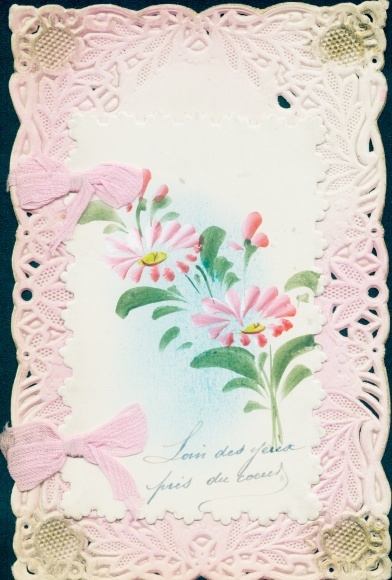Fabric Postcard Flowers, Fabric Bow, Kitsch