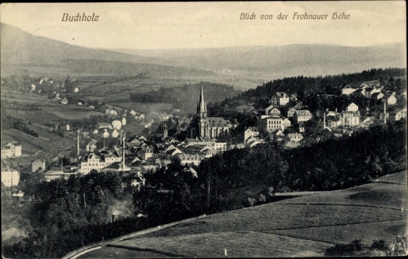 Ak Annaberg Buchholz im Erzgebirge, Blick von der Frohnauer Höhe, Kirche
