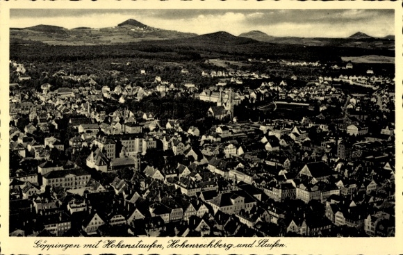 Postcard Göppingen in Württemberg, aerial photograph, overall view of Hohenstaufen, Hohenrechberg