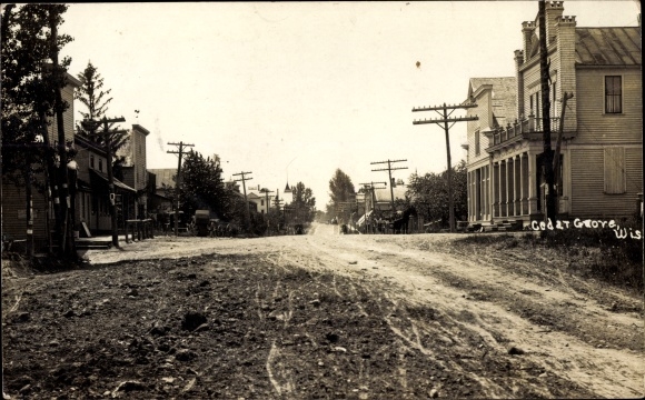 foto Ak Cedar Grove Wisconsin VS, straatgedeelte