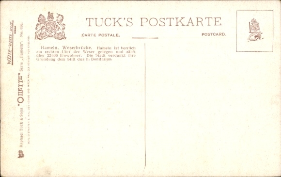 Artist Postcard Flower, Charles, Hameln in Lower Saxony, Weser Bridge, No. 696