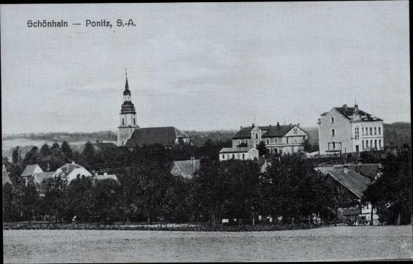 Postcard Schönhain Ponitz Altenburger Land Thuringia, partial view, church