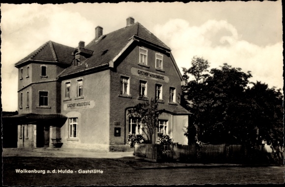 Postcard Wolkenburg on the Mulde Limbach Oberfrohna Sachsen, restaurant