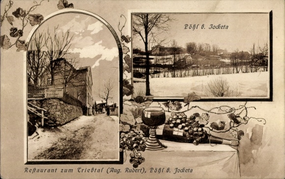 Passepartout Postcard Pöhl Vogtland, Restaurant zum Triebtal, Winter
