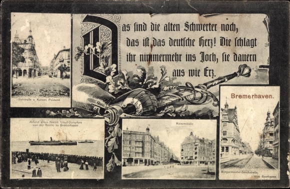 Letters Postcard Bremerhaven Bremen, Sielstraße, post office, Lloyd Dampfer, Kaiserstraße, Smidtstr