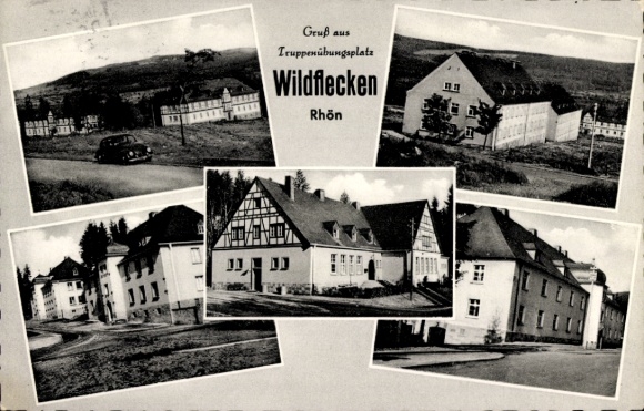 Ak Wildflecken in de Rhön Neder-Franken, militair oefenterrein, auto, vakwerkhuizen, gebouwen