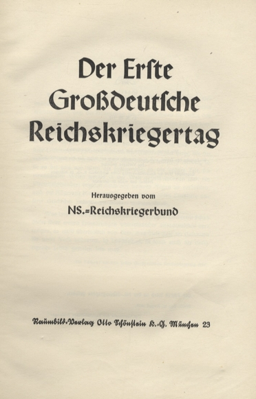 Raumbildalbum Der erste Großdeutsche Reichskriegertag  100 Stereofotos 1939
