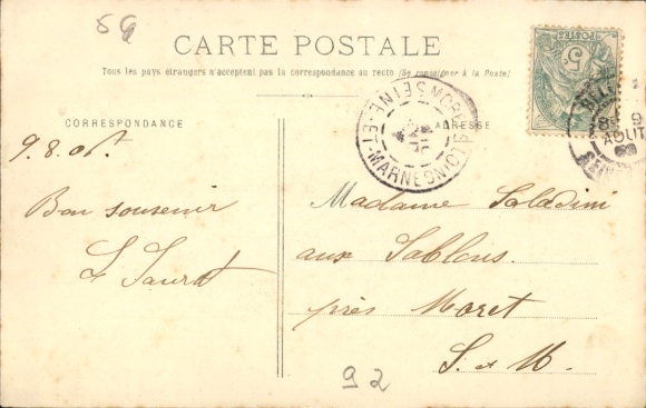 Postcard Meudon Hauts de Seine, street, trees, houses, people,