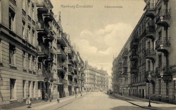 Postcard Hamburg Eimsbüttel, Grädener Straße