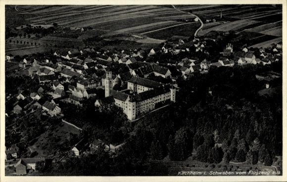 Postcard Kirchheim in Schwaben Allgäu, aerial photograph