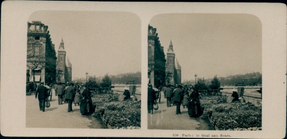 Stereo photo Paris, Le Quai aux flowers