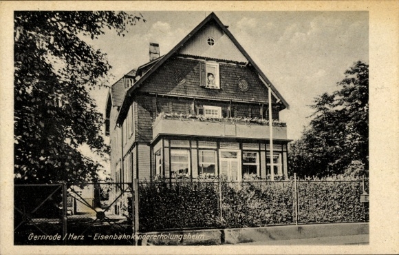 Ak Gernrode Harz, uitzicht op het spoorwegkinderrecreatiehuis