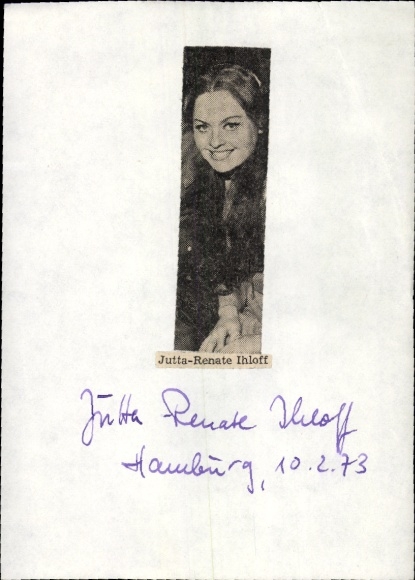 Ak Schauspielerin Jutta-Renate Ihloff, Portrait, Autogramm