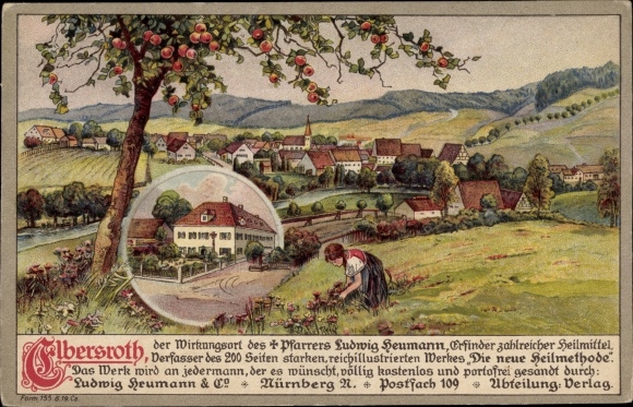 Postcard Elbersroth Herrieden on the Wieseth, Elbersroth the place of activity of the pastor Ludwig Heumann