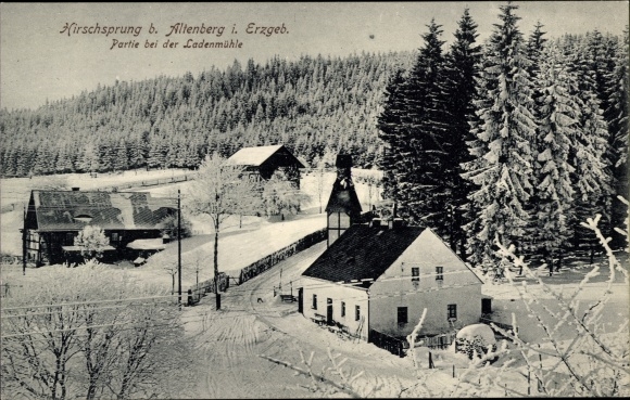 PC Hirschsprung Altenberg Erzgebirge, game at the Ladenmühle in winter