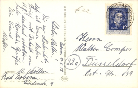 Postcard Bad Doberan in Mecklenburg, Goethestraße with narrow-gauge railway Molli, steam locomotive 99 323