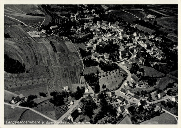 Postcard Langenschemmern Schemmerhofen in Württemberg, aerial photograph