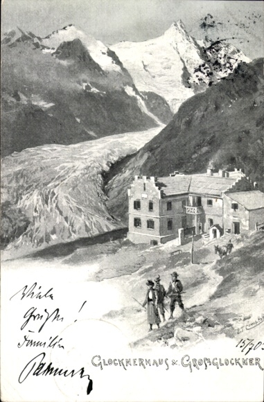 Artist Postcard Compton, Edward Theodore, Carinthia, Glocknerhaus and Großglockner