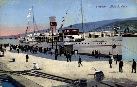 Ansichtkaart Triëst Triëst Friuli Venezia Giulia, stoomboot Venezia, Lloyd Triestino