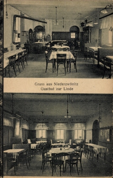 Postcard Niederzwönitz Zwönitz in the Ore Mountains Saxony, Gasthof zur Linde, interior view